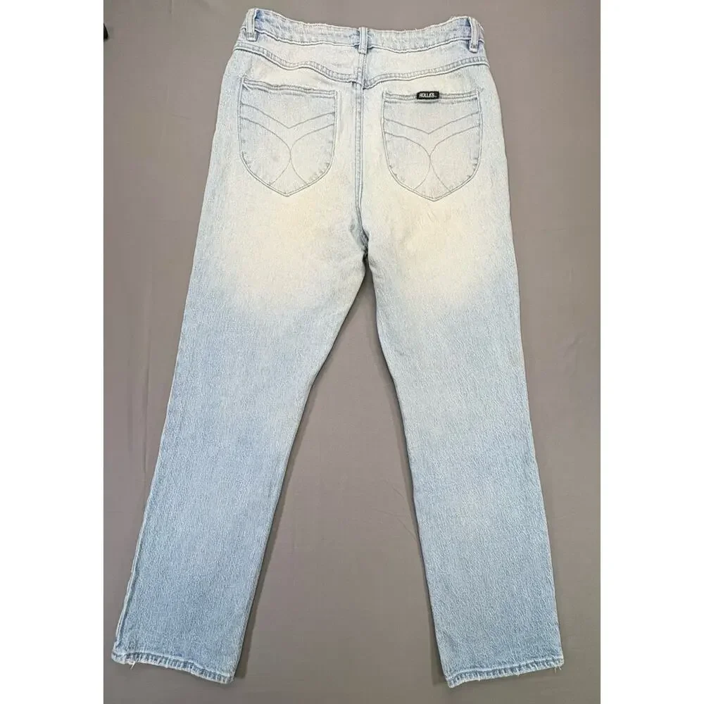 ROLLA'S High Rise Original Straight Leg Light Blue Denim Jean Size 30 Light Wash - Picture 2 of 9